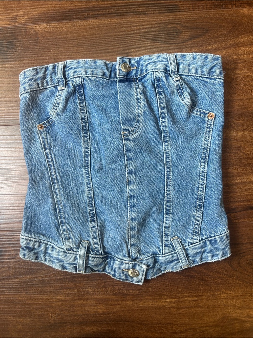 Denim Strapless Bustier - Zip Back - Light Blue - Zara
